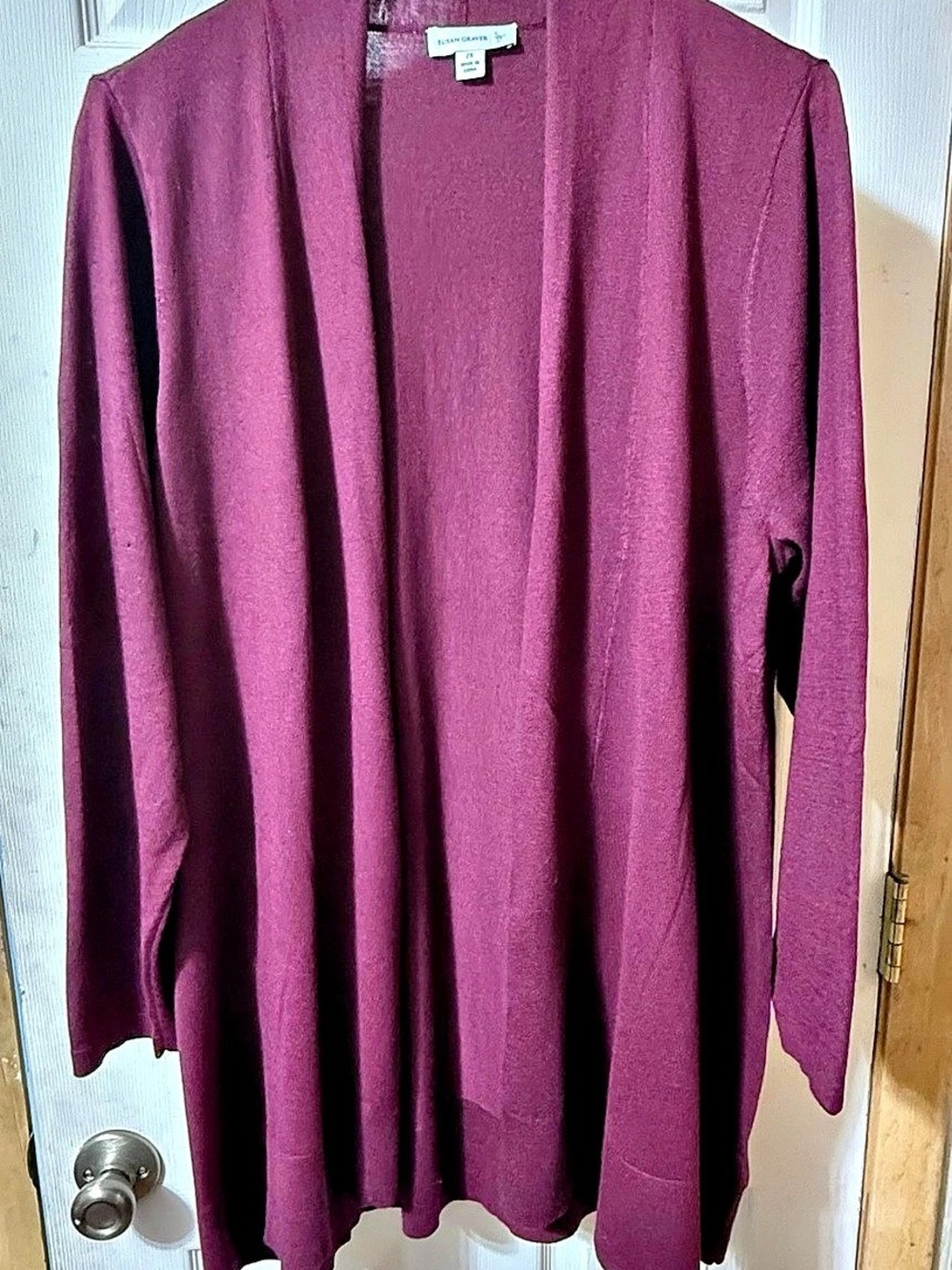 Susan Graver Open Front Cardigan in burgundy Size 2X Like New